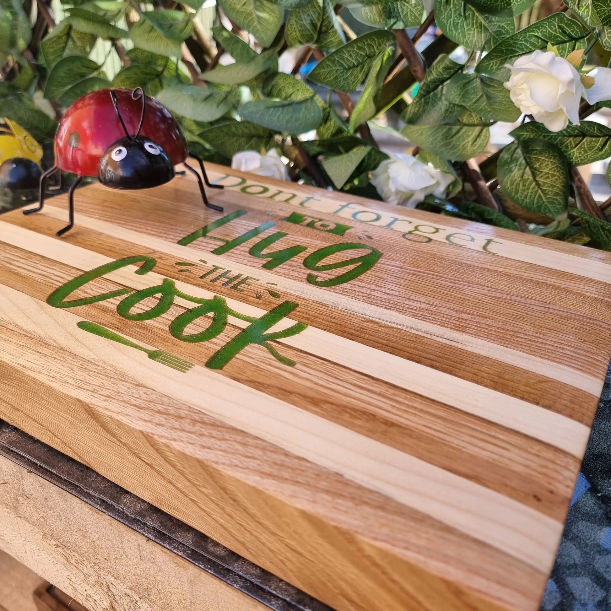 Copy of Ash Chopping Boards Personalised Slogan wisteria woodcraft