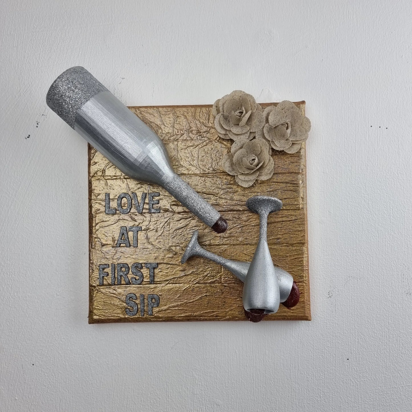 Unique Handmade 3d painting canvas quote "love at first sip" Serathena